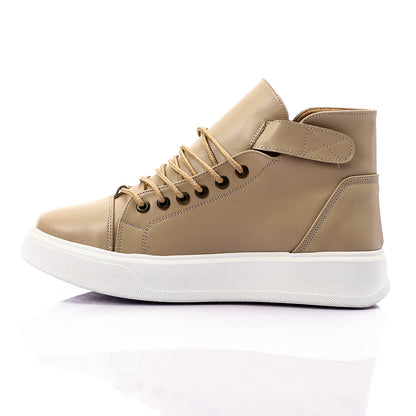 Double Closure High-Cut Plain Sneakers