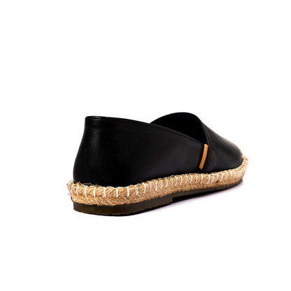 Trendy Genuine Leather Espadrilles With Straw Round Toe