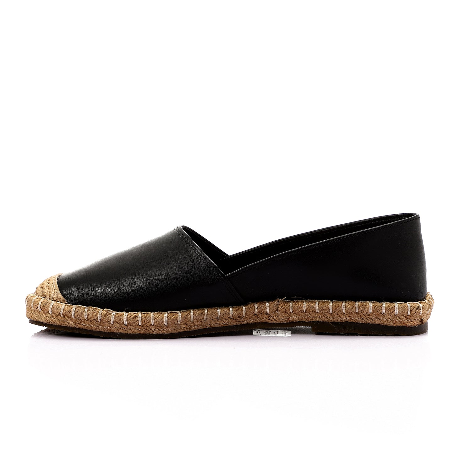 Trendy Genuine Leather Espadrilles With Straw Round Toe