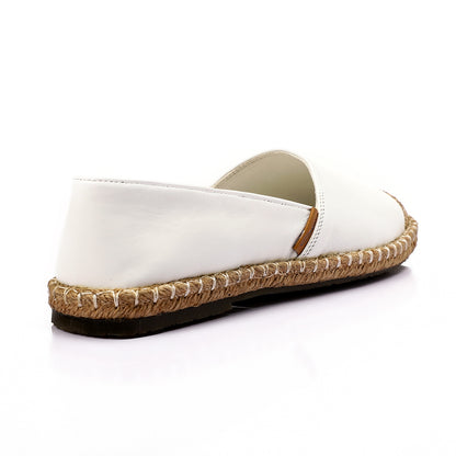 Trendy Leather Espadrilles With Straw Round Toe