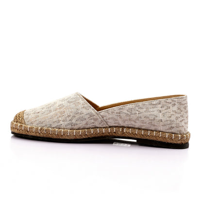 Leopard Print Espadrilles With Straw Round Toe