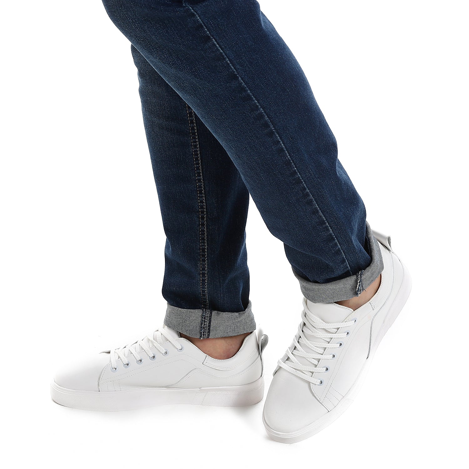 Faux Leather Low-Top Sneakers – White