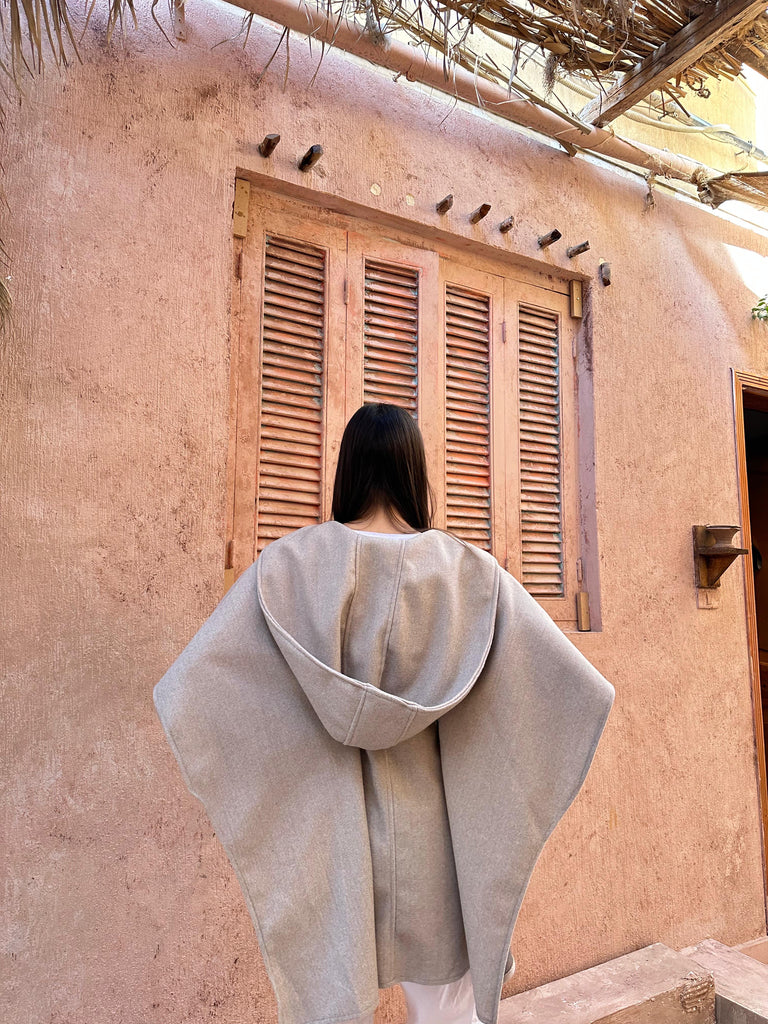 Statement Hooded Wool Poncho