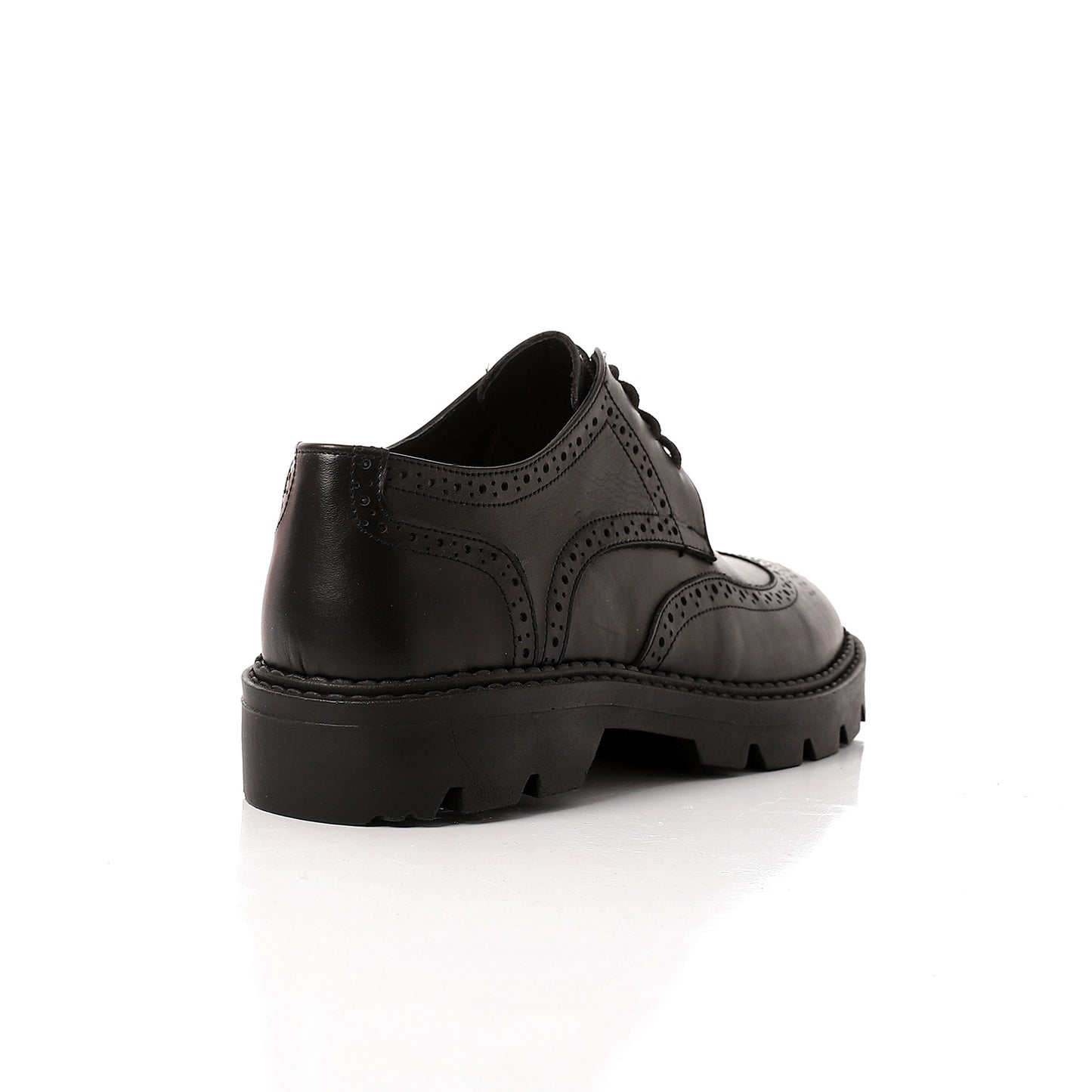 Leather Lace Up Black Platform Shoes Genuine Leather