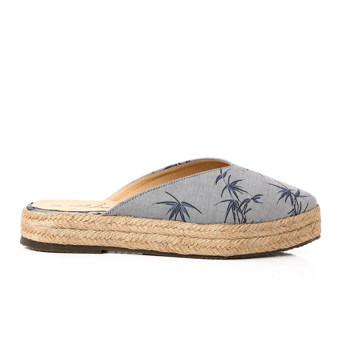 Pointed Toecap Straw Cornflower Blue Mules