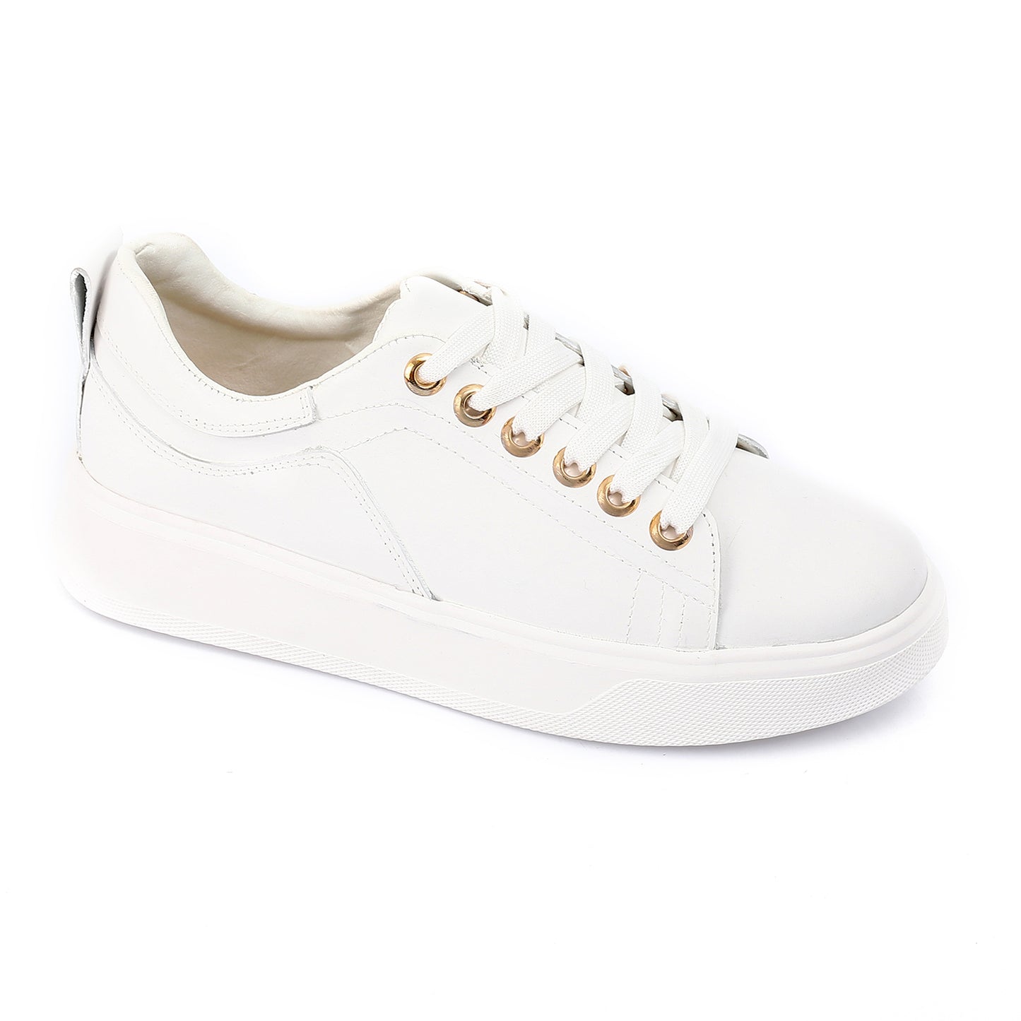 Plain Lace Up Genuine Leather Platform Sneakers