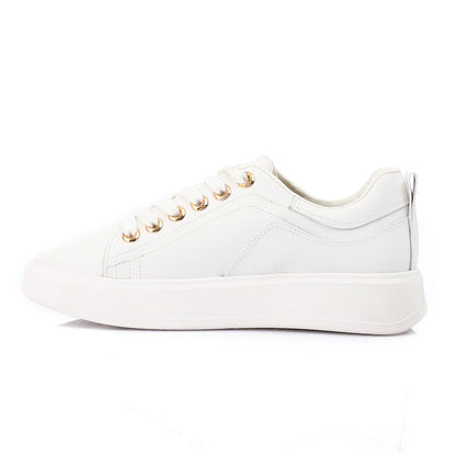 Plain Lace Up Genuine Leather Platform Sneakers