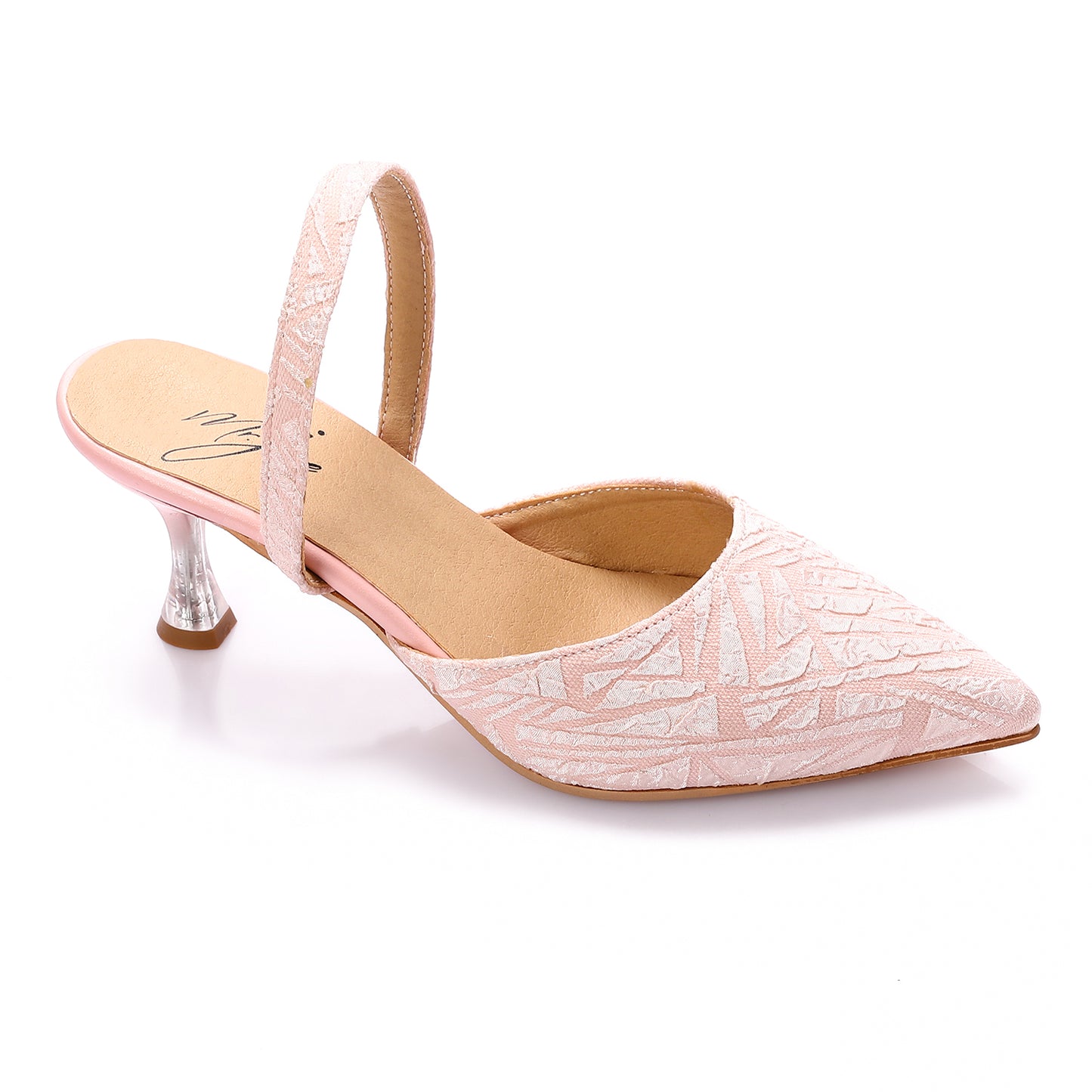 Textured Triangles Pattern Slingback Pumps