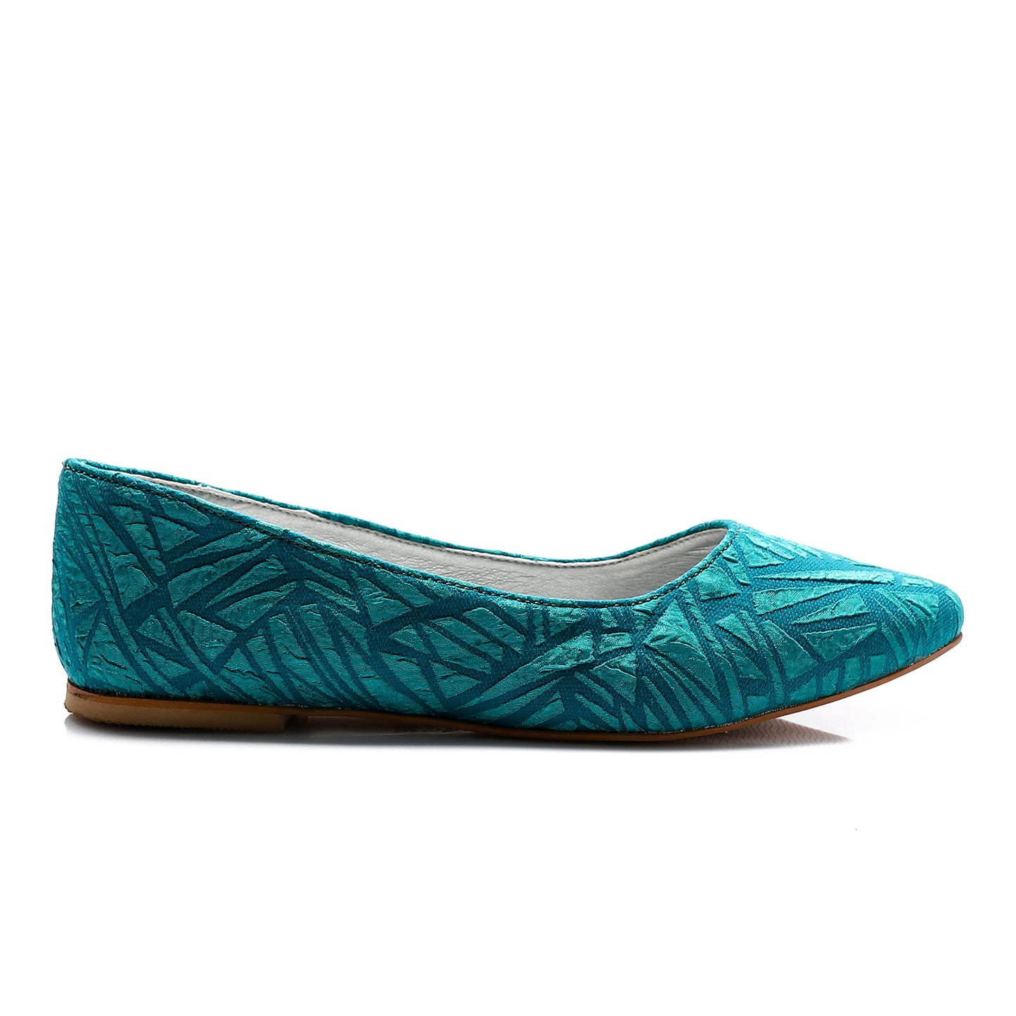 Textured Triangles Patterned Pointed Toecap Flat Ballerina