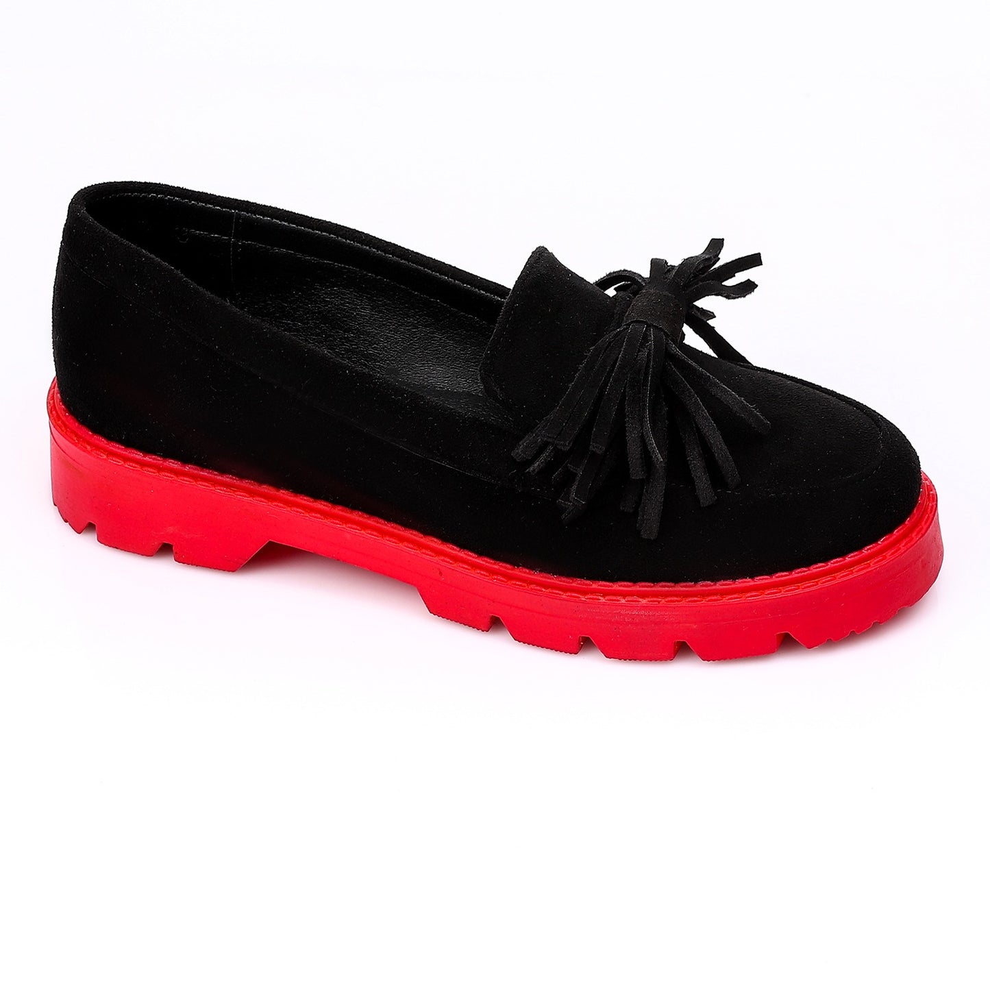 Sole For Black Suede Chunkey Flats