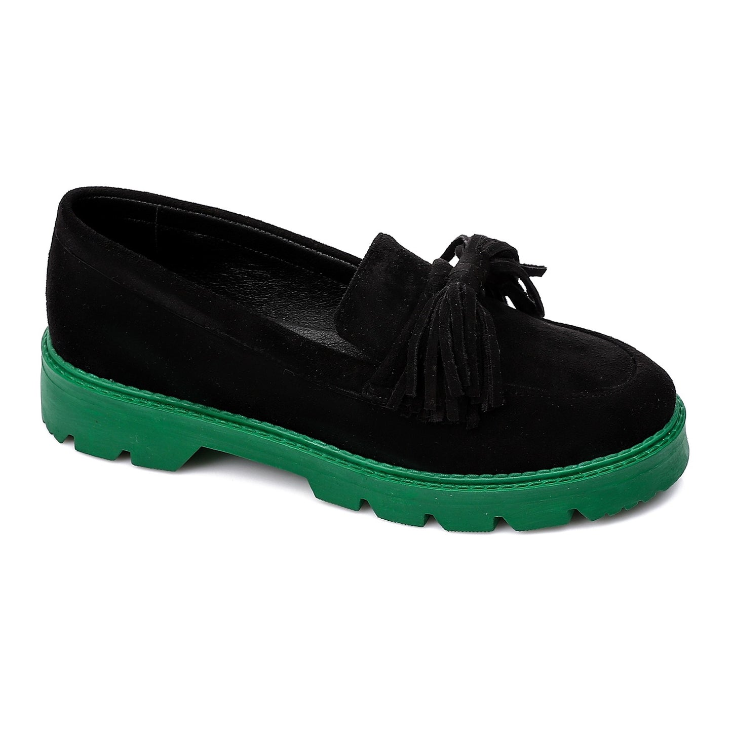 Sole For Black Suede Chunkey Flats