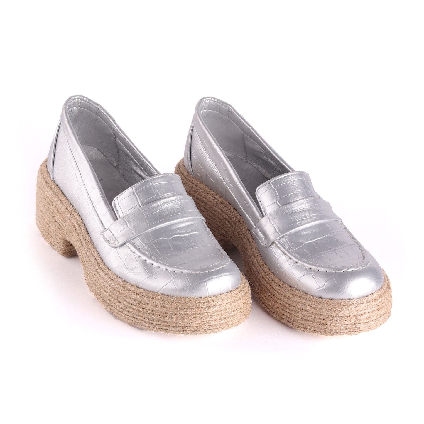 Burlap Sole Shiny Espadrille Shoes