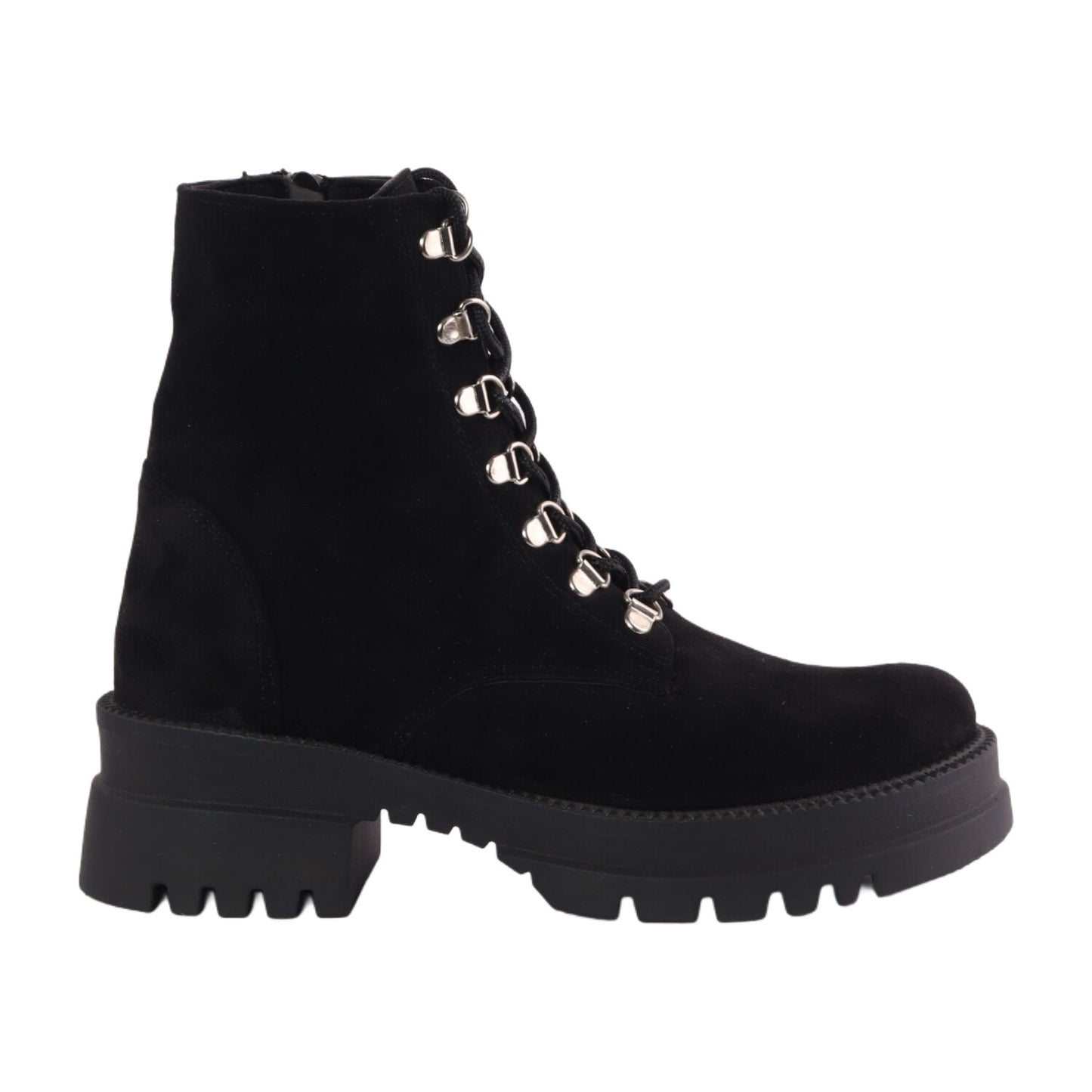 Suede Half Boot With Front Lace-Up