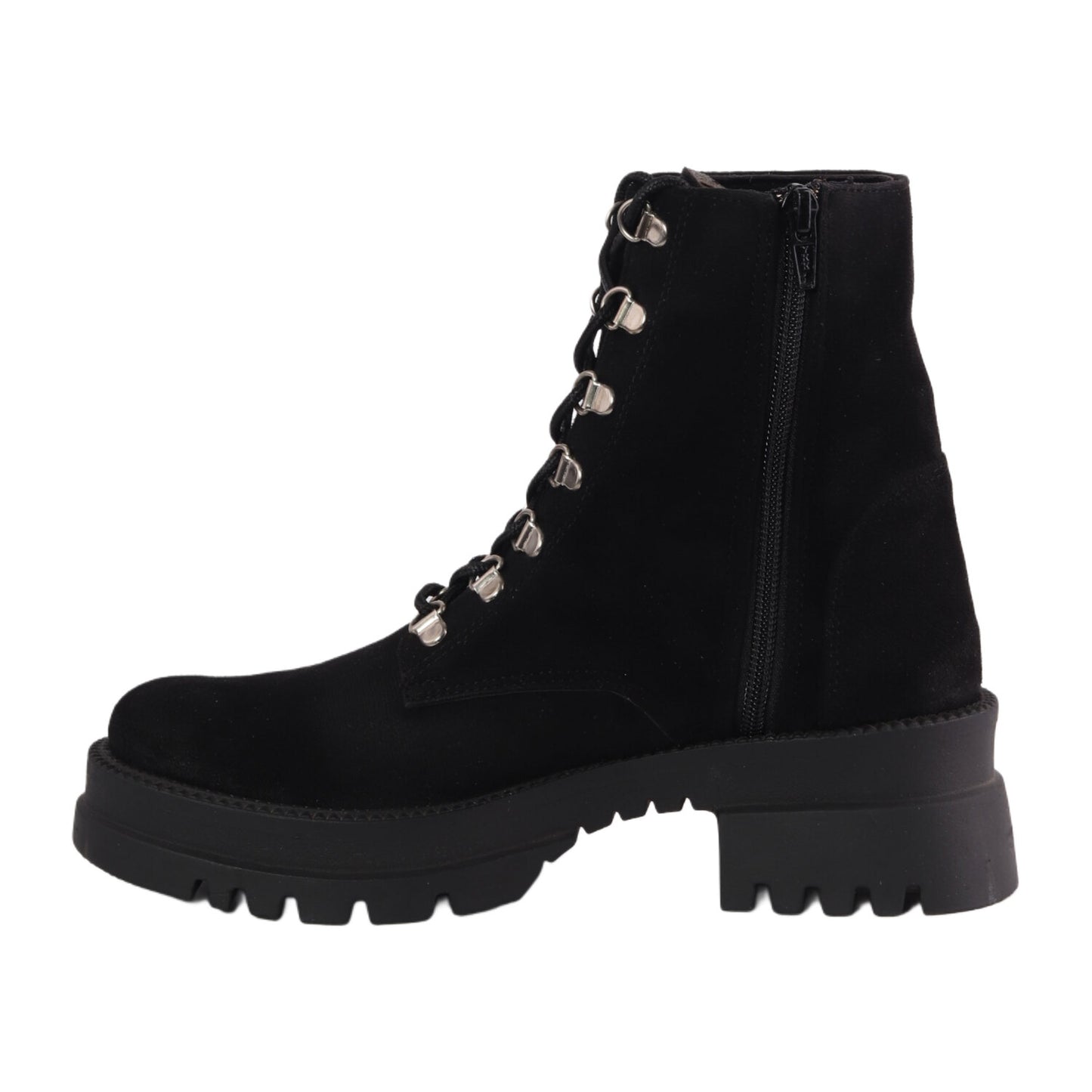 Suede Half Boot With Front Lace-Up