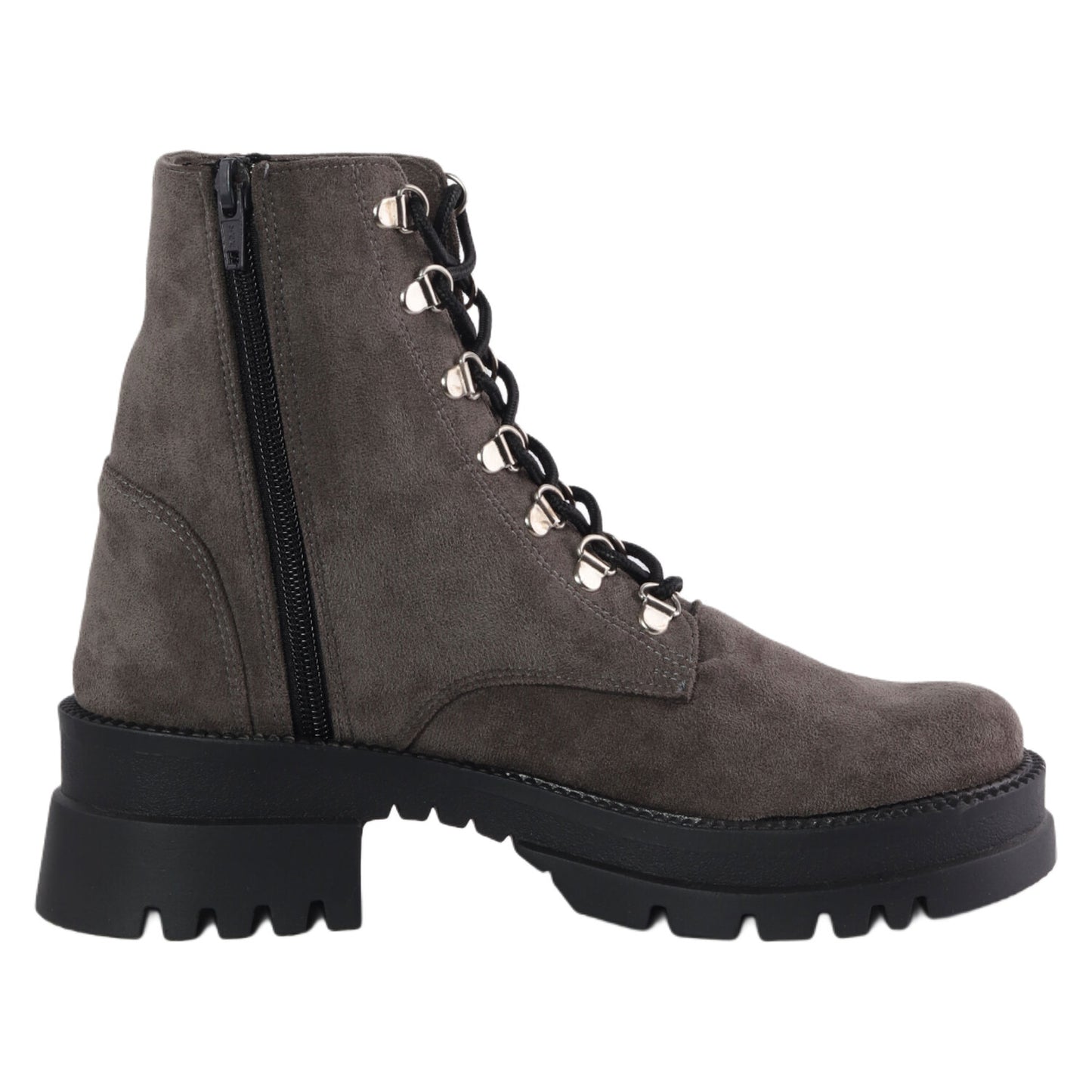 Suede Half Boot With Front Lace-Up