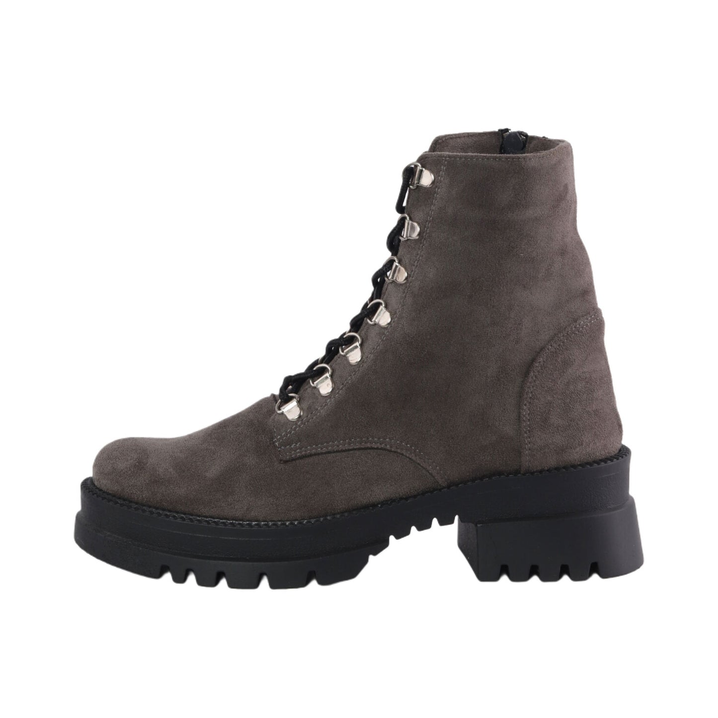 Suede Half Boot With Front Lace-Up