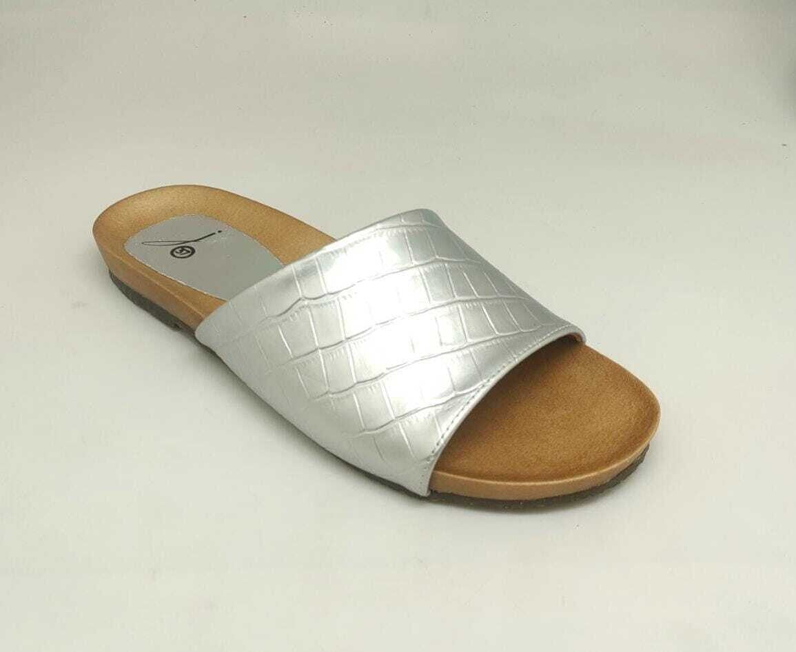 Silver Slip On Textured Slipper