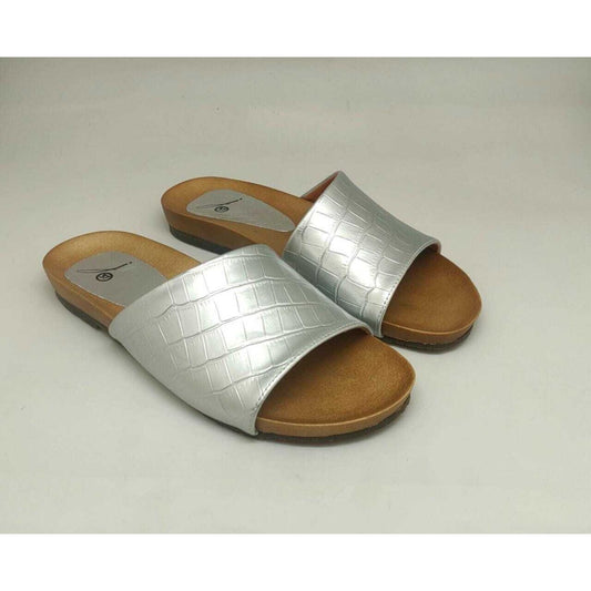 Silver Slip On Textured Slipper