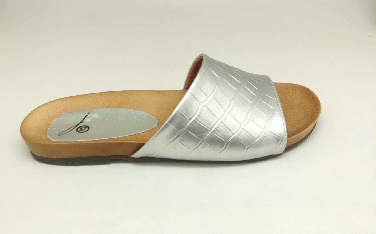 Silver Slip On Textured Slipper