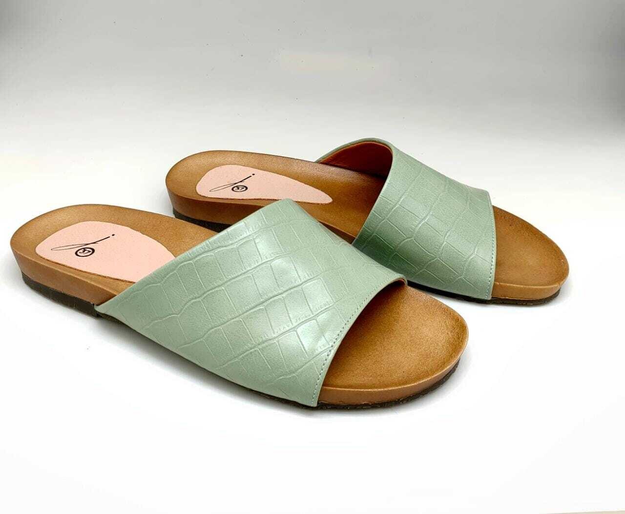 Green Slip On Textured Slipper