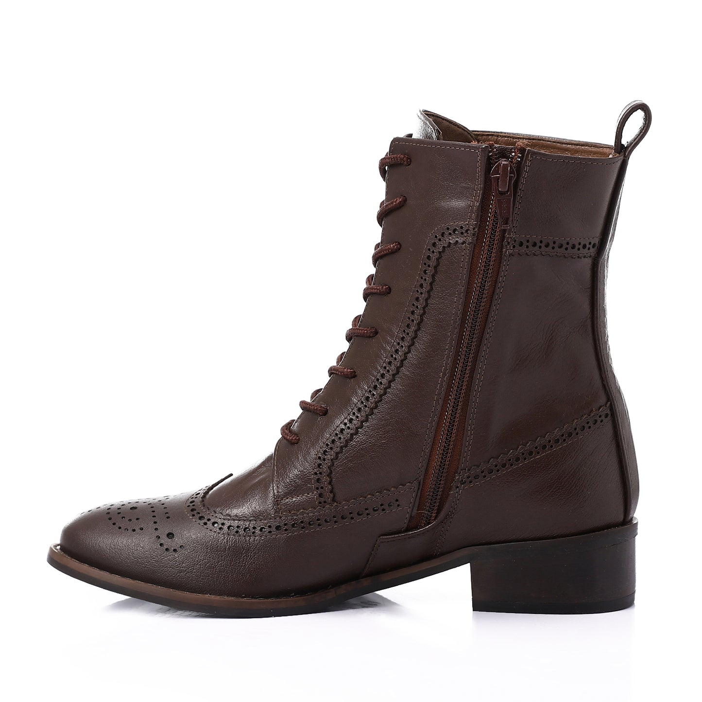 Perforated Pattern Lace Up Half Boots