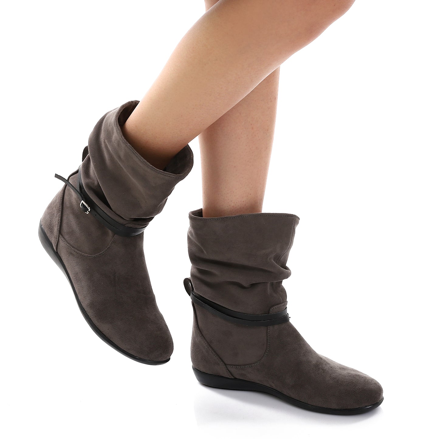 Oval Toecap Shape Suede Boots