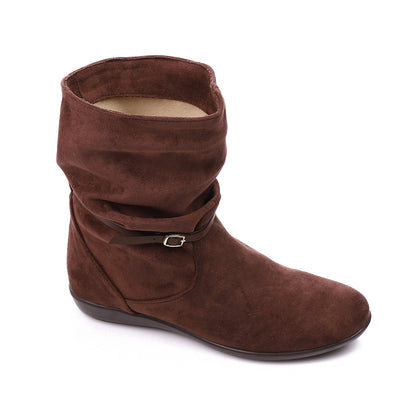 Oval Toecap Shape Suede Boots