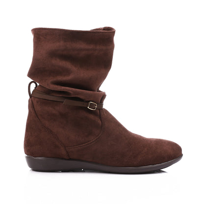 Oval Toecap Shape Suede Boots