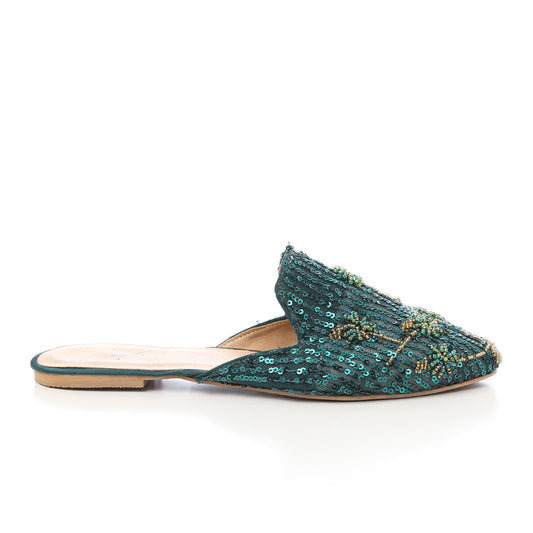 Slip On Embroidered Mules