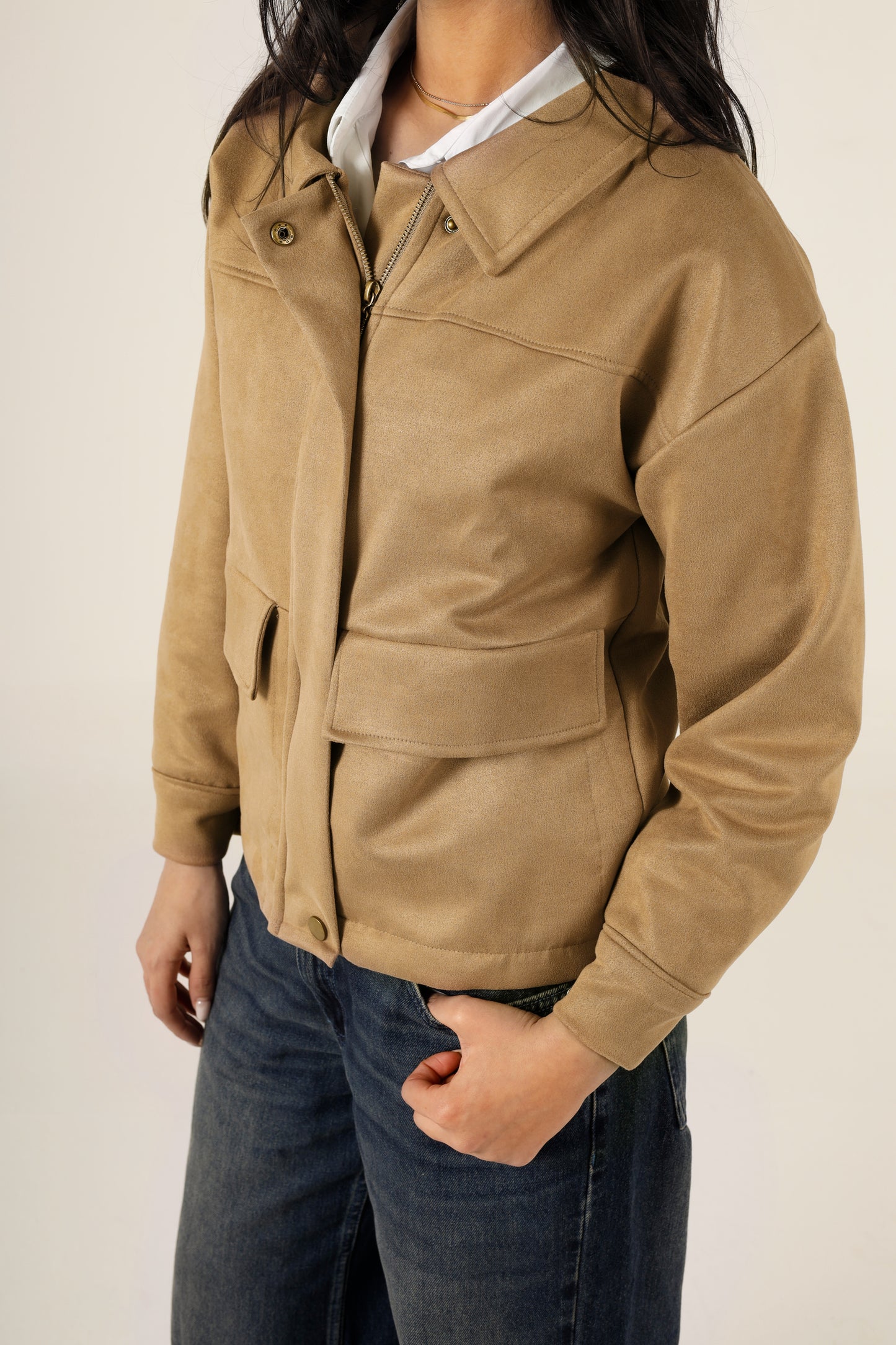 Long Sleeve Suede Jacket