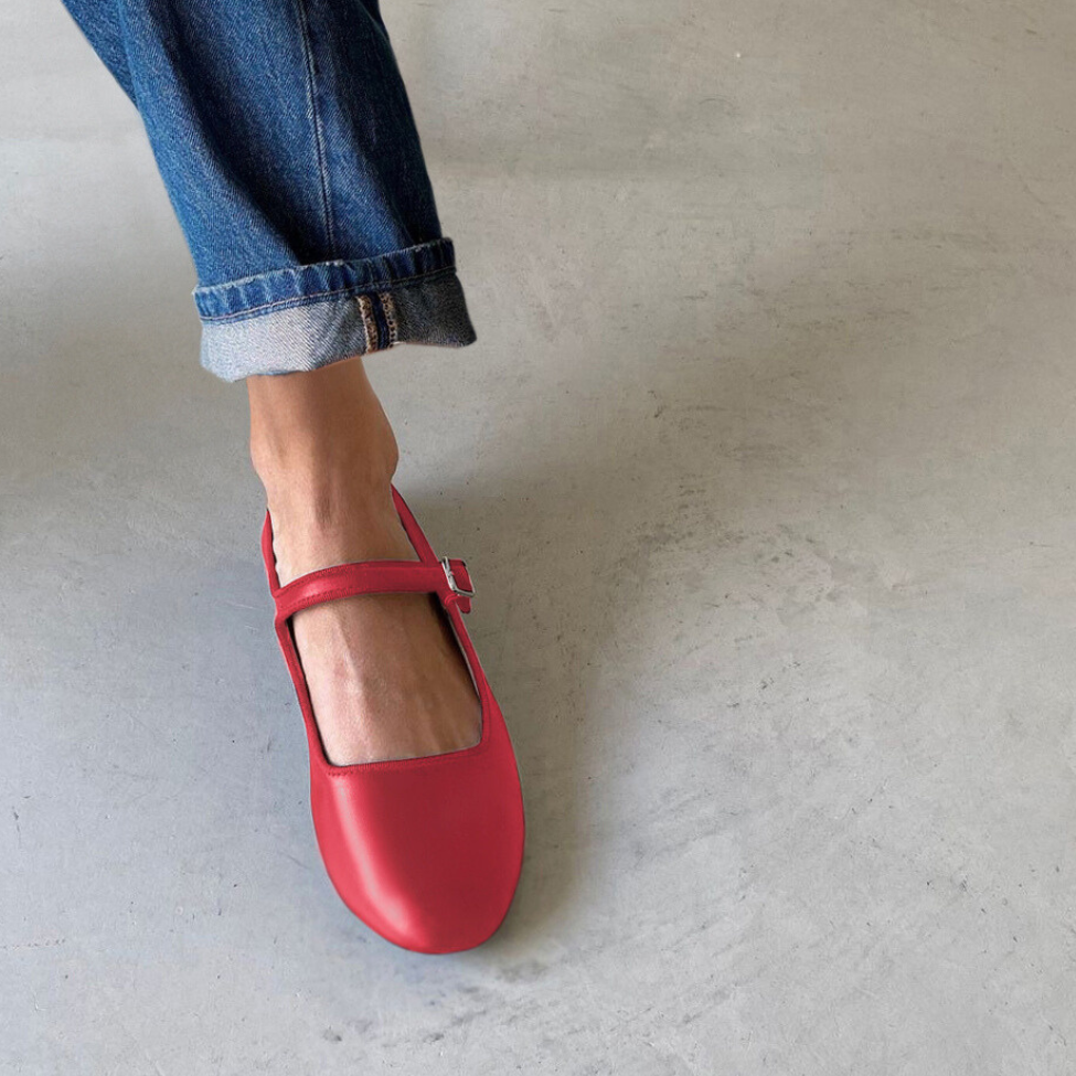 Faux Leather Bailatira Flats - Red