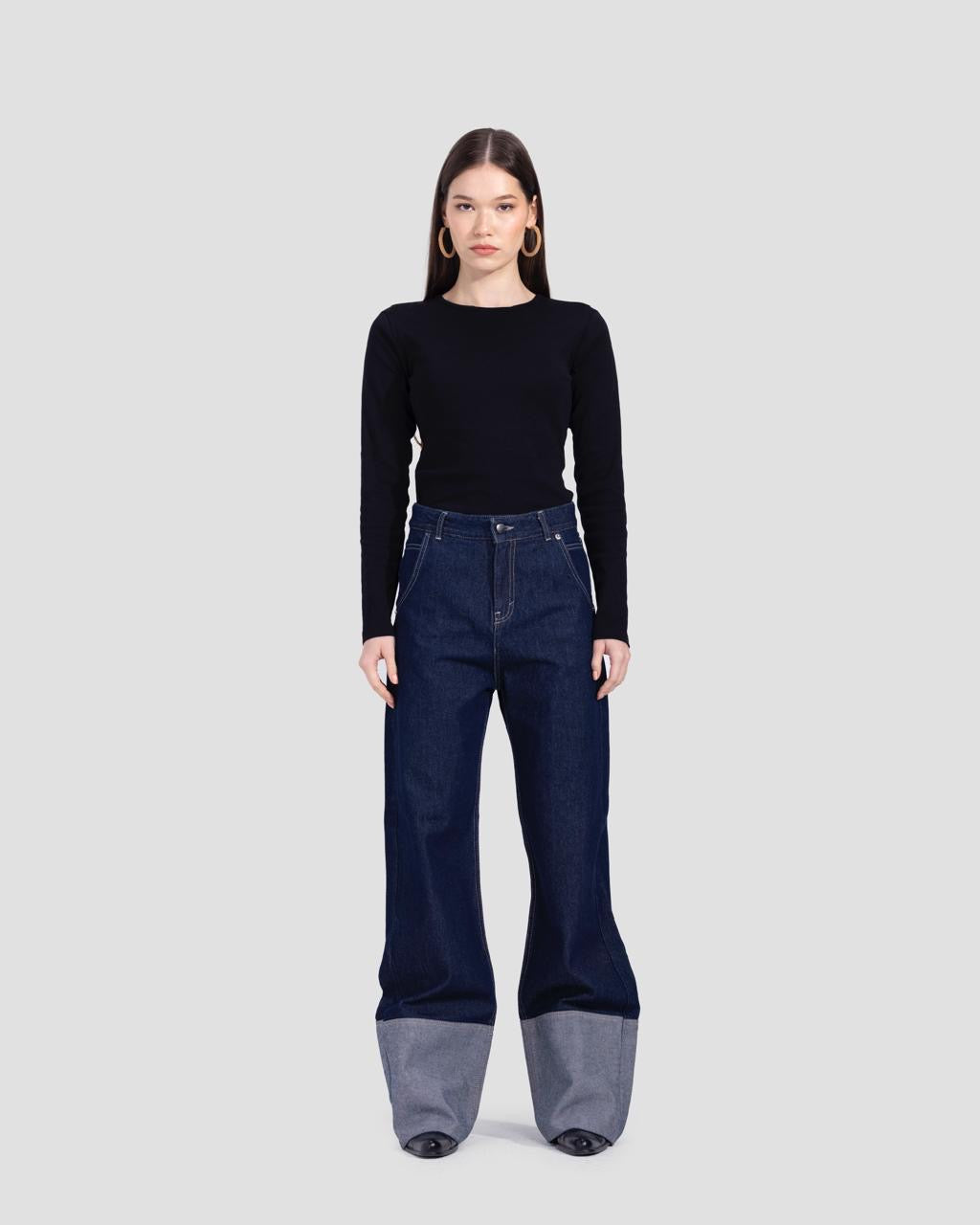 Denim Fold up indigo jeans - Dark Blue