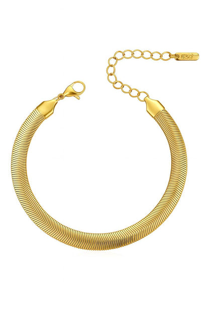 Stainless Steel Flat Snake Chain Bracelet – Gold