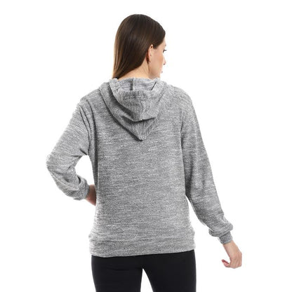 Long Sleeves Heather Grey Slip On Hoodie