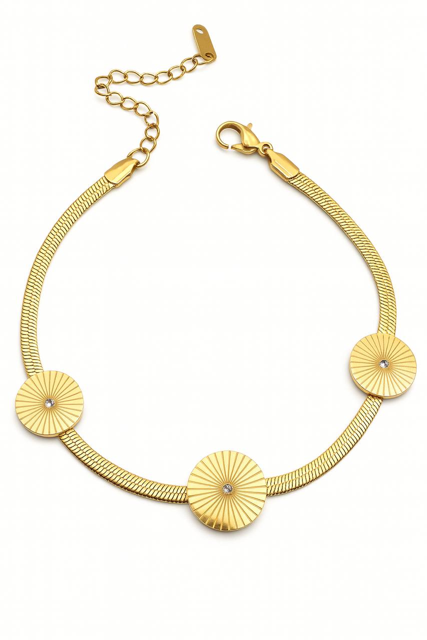 Stainless Steel Snake Chain Bracelet with Embellished Charms – Gold