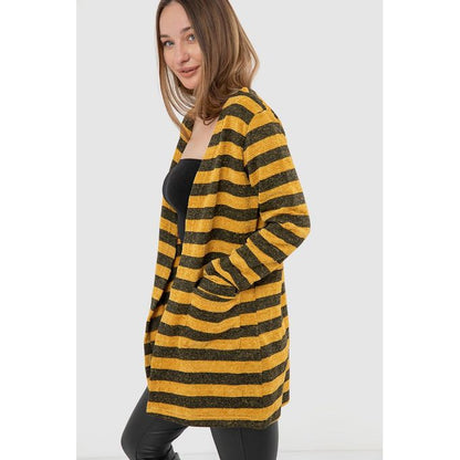 Wild Striped Cardigan With Pockets