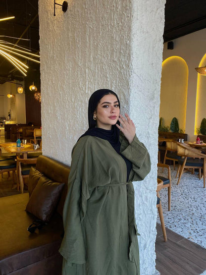 Wrap Linen Set - Olive