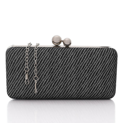 Rectangular Glittery Clutch - Grey