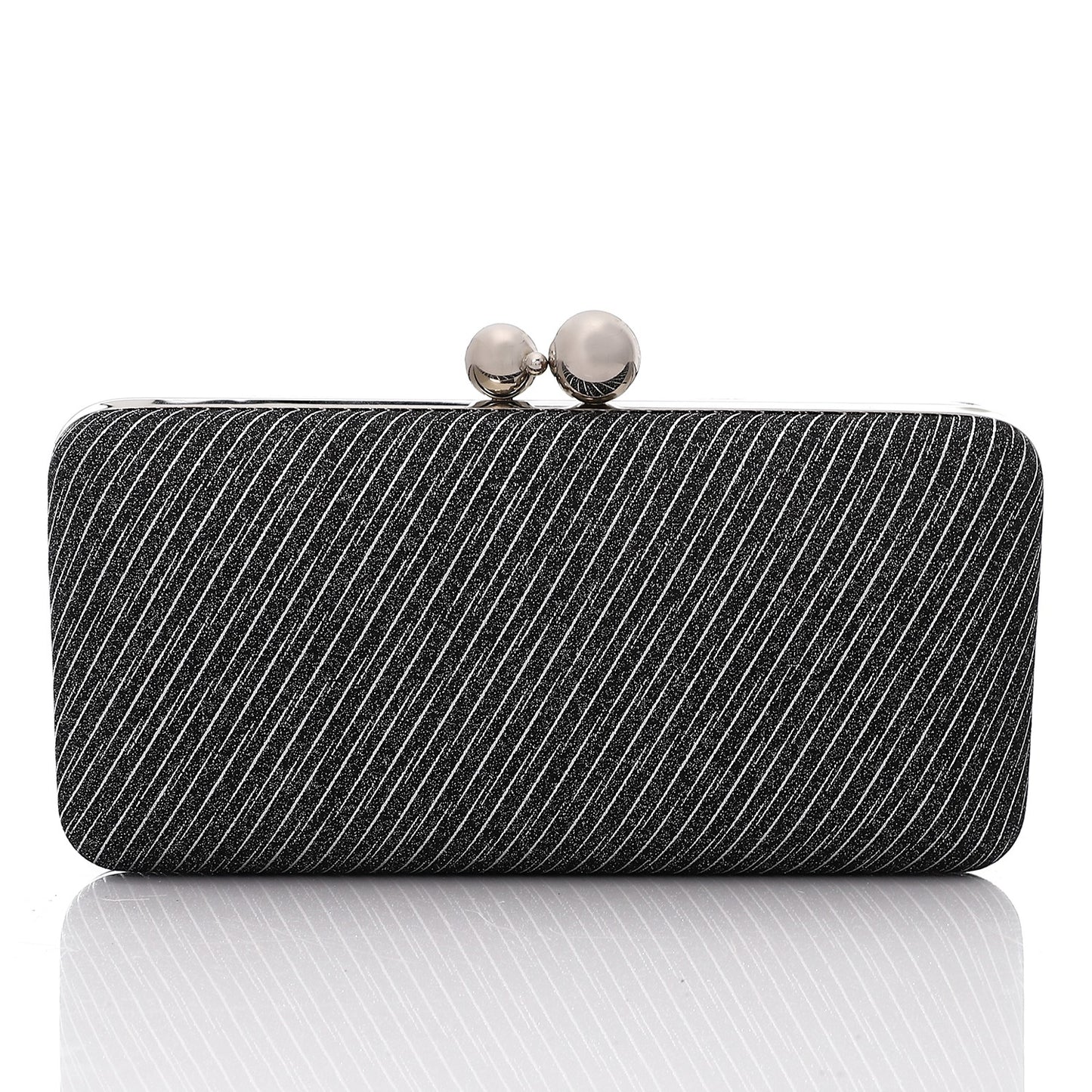 Rectangular Glittery Clutch - Grey