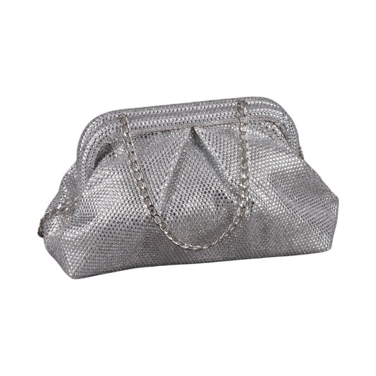 Soiree Handbag With Shiny Rhinestones And Long Chain Straps