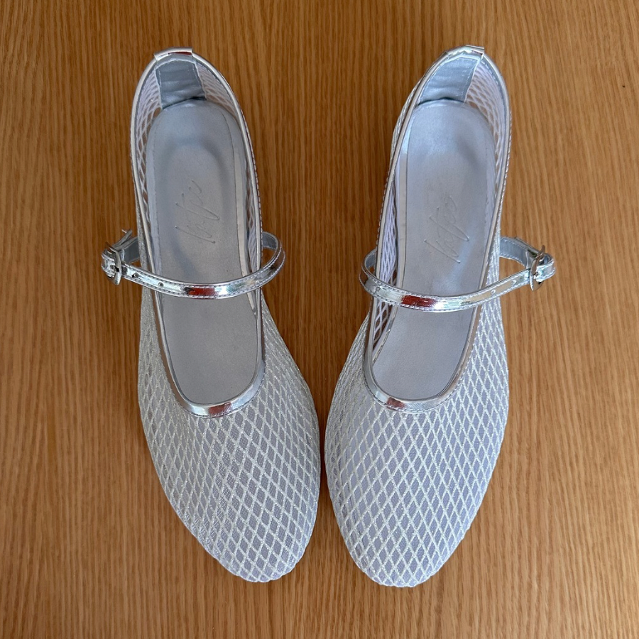 BAILATIRA ICY SILVER FISHNET FLATS