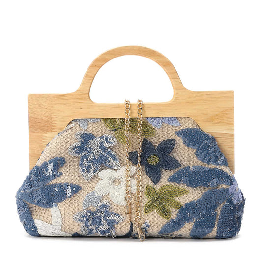 Mesh Sequined Floral Hand Bag – Multicolor