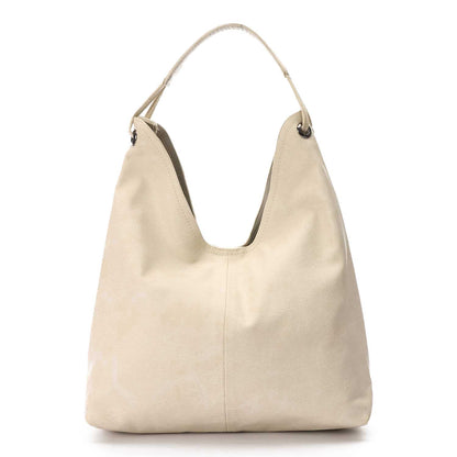 Faux Leather Hobo Shoulder Bag - Beige