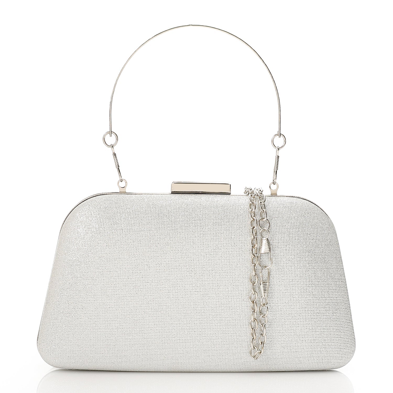 Synthetic Glitter Evening Clutch – Silver (4176)