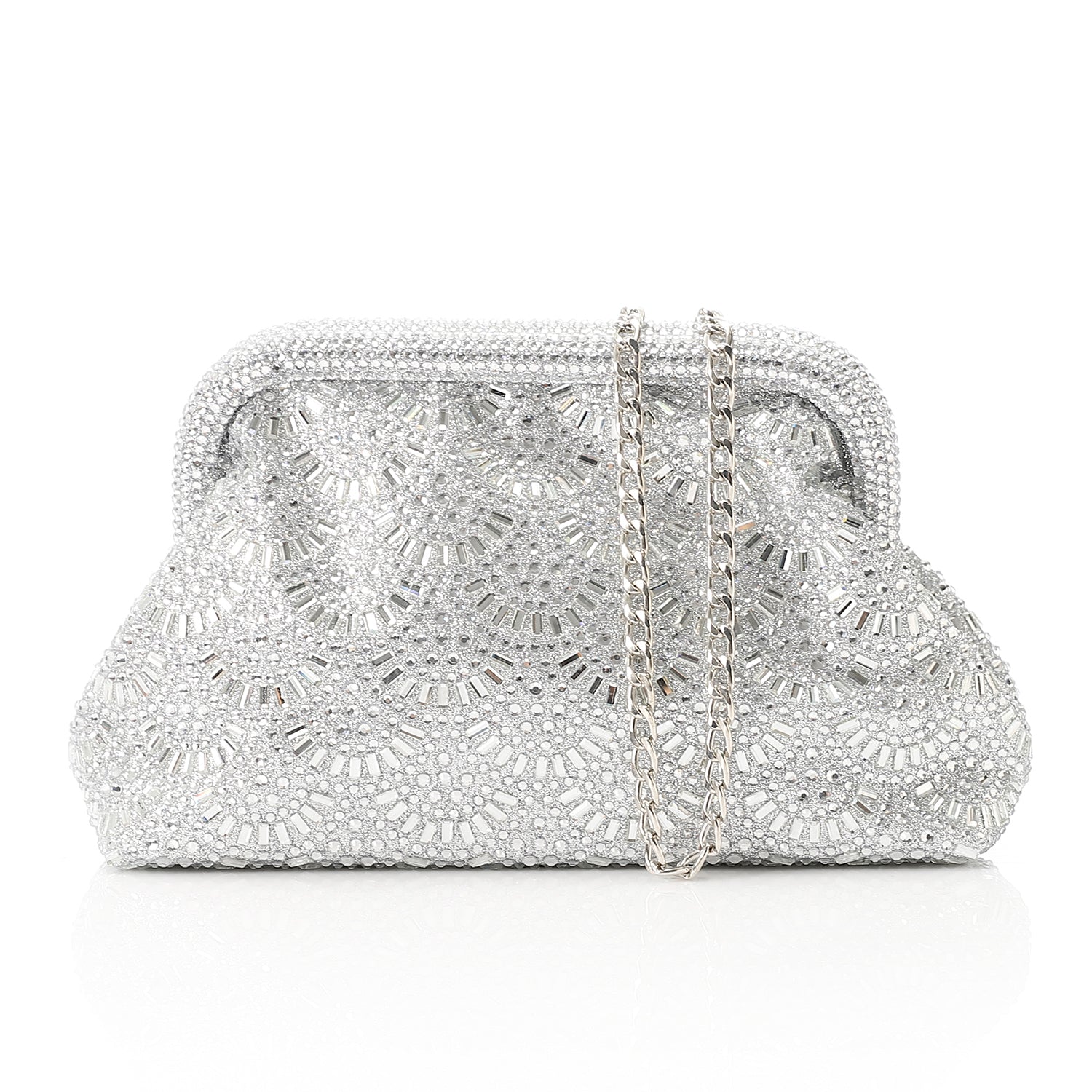 Rhinestone Embellished Soiree Clutch – Silver (4181)