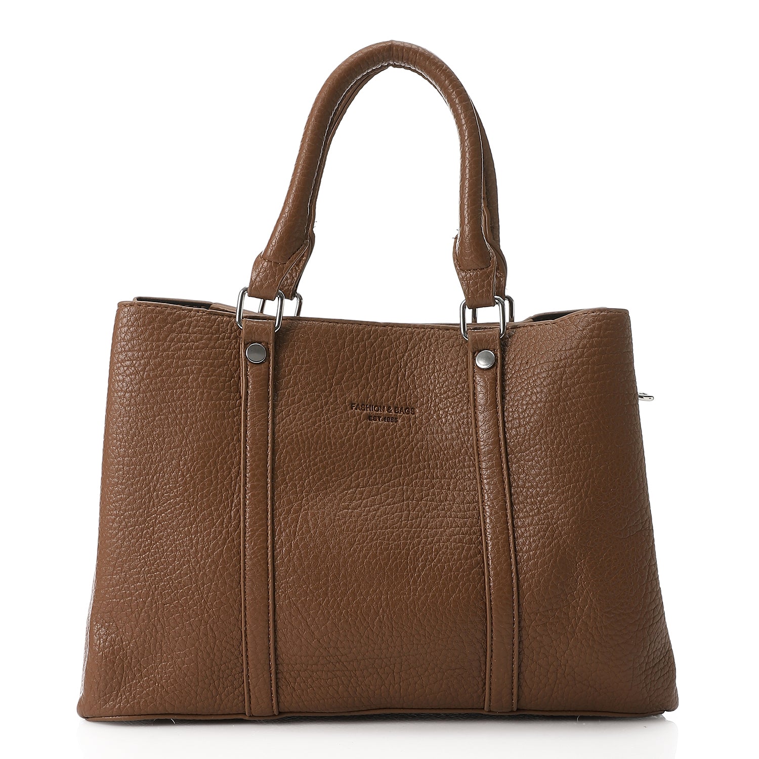 PU Pebbled Structured Tote Bag – Café (4184)