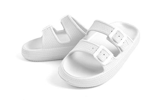 EVA–PVC Solid Slippers – White