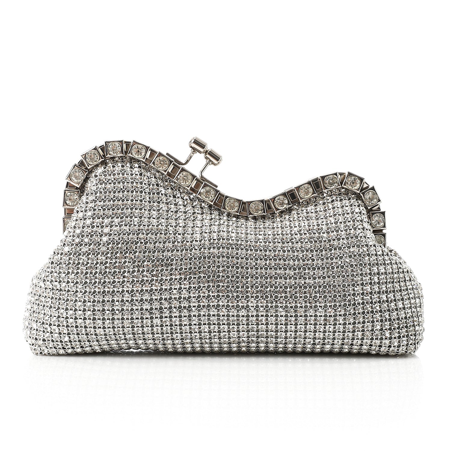 Starlight Crystal Curve Clutch - Silver