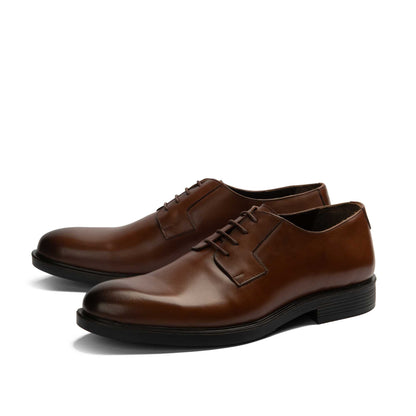 Classic Leather Derby Toe Shoes-Havana