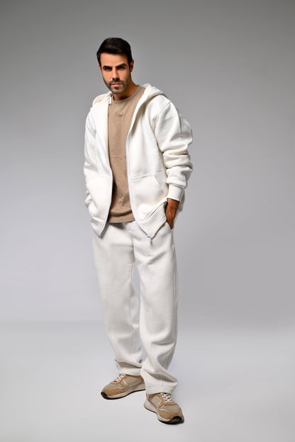 White Melton Sweatpants